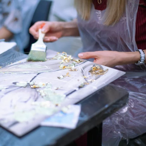 Мастер-класс по интерьерной картине с потальным золотом или с текстурной пастой